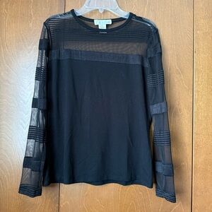 Zelda Semi Sheer Top and Sleeves Black Long-sleeve Top Sz Small.